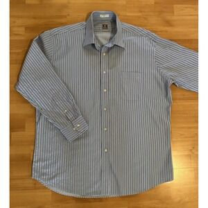 Peter Millar 100% Cotton Long-Sleeve Shirt – Blue Stripe – Men's‎ Large 17½